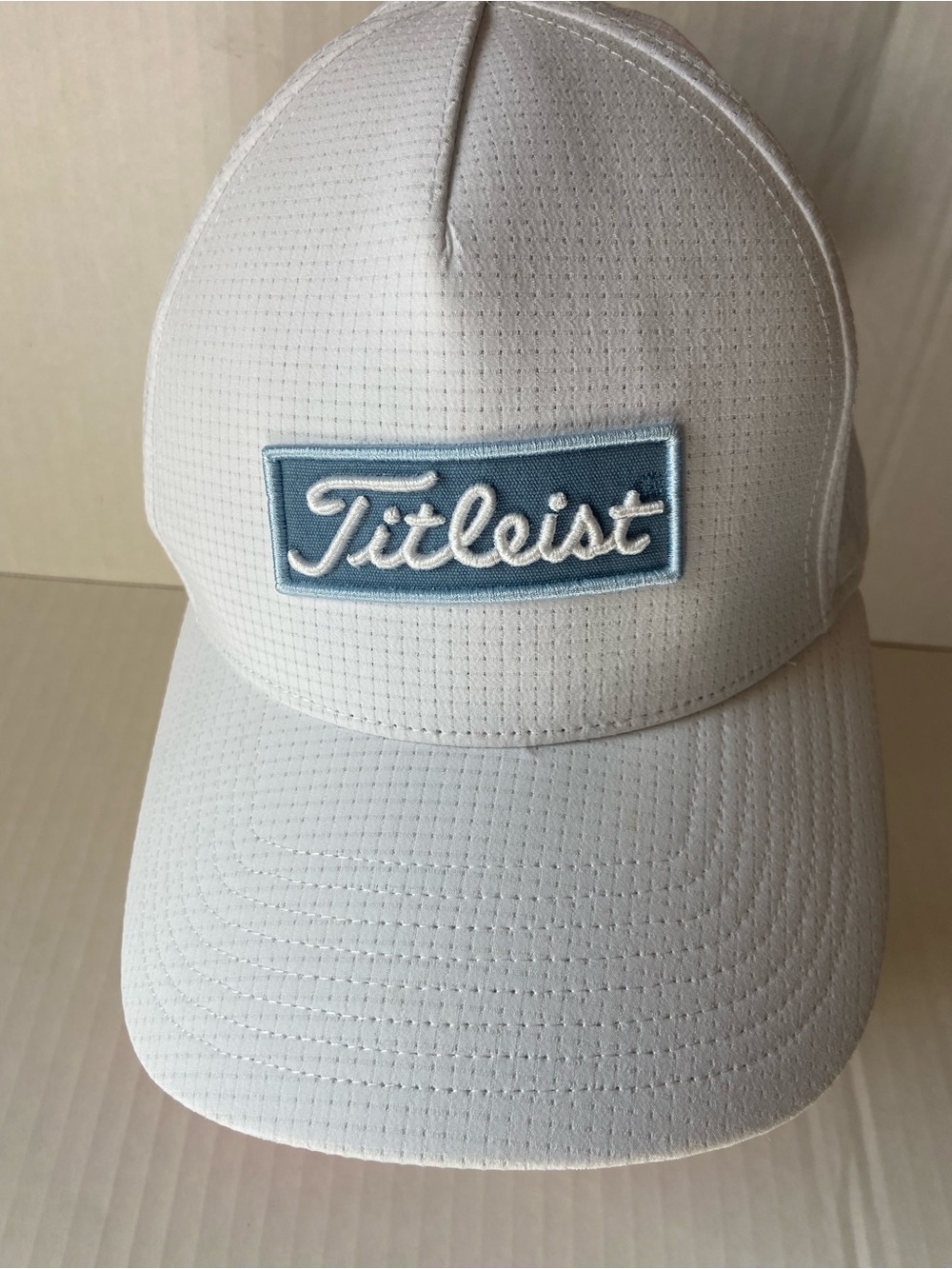Titleist White Cap with Light Blue Patch Logo